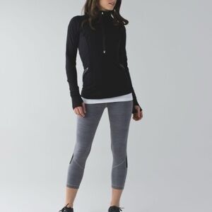 Lululemon Pace Rival Crop Space Dye Dark Slate Black Heathered Gray Size 10